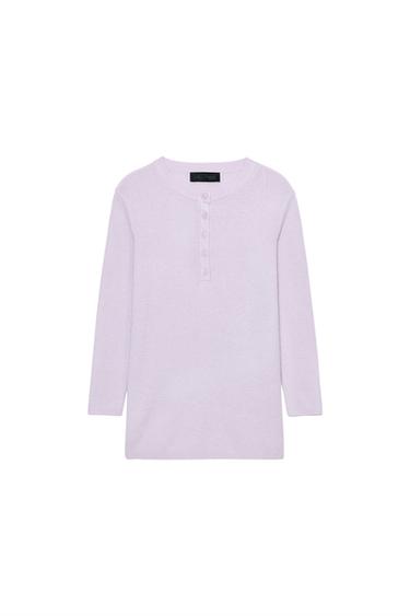 KNIT JUMPER WITH BUTTONS - Light lilac by Zara