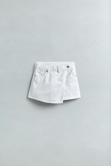 JUPE BERMUDA EN JEAN BASIQUE - Blanc de Zara