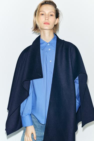 CAPE ÉCHARPE AVEC LAINE ZW COLLECTION - Bleu de Zara - Image 1