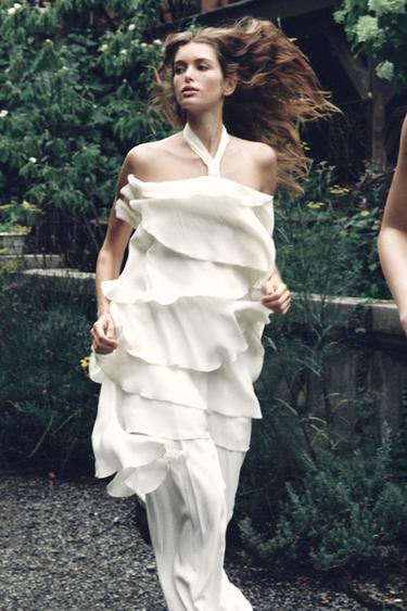 RUFFLED MINI DRESS - Ecru by Zara - Image 3