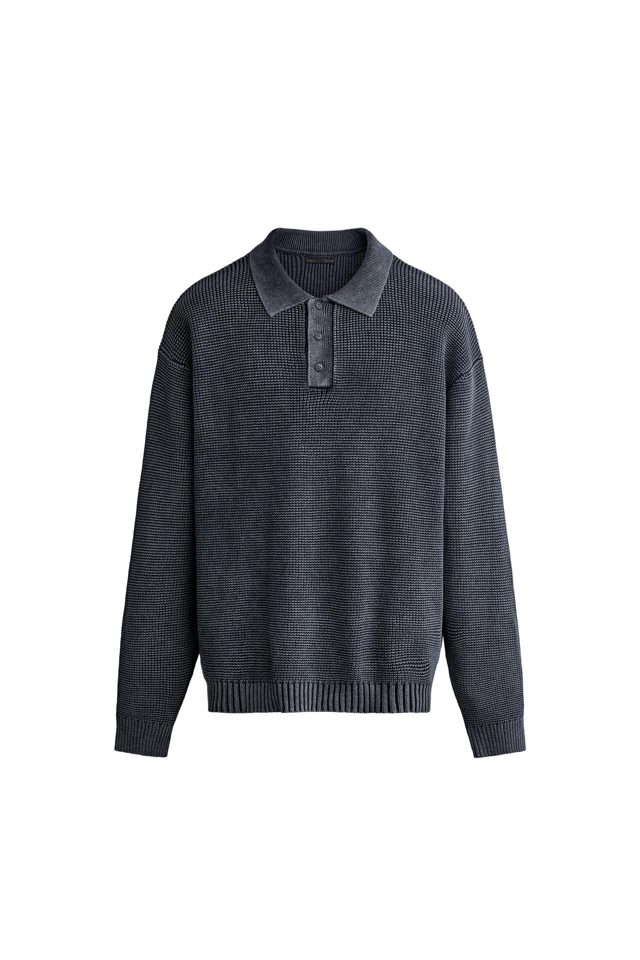 WASHED COTTON KNIT POLO SHIRT