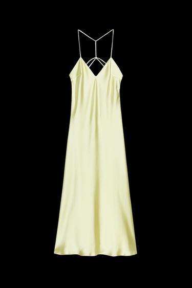 VESTIDO MIDI SATINADO TIRAS ESPALDA - Lima de Zara - Imagen 0