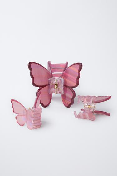 PACK OF THREE BUTTERFLY CLIPS - Burgundy by Zara - Image 1
