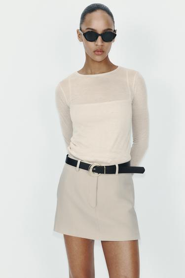 SKORT WITH BELT - Sand by Zara