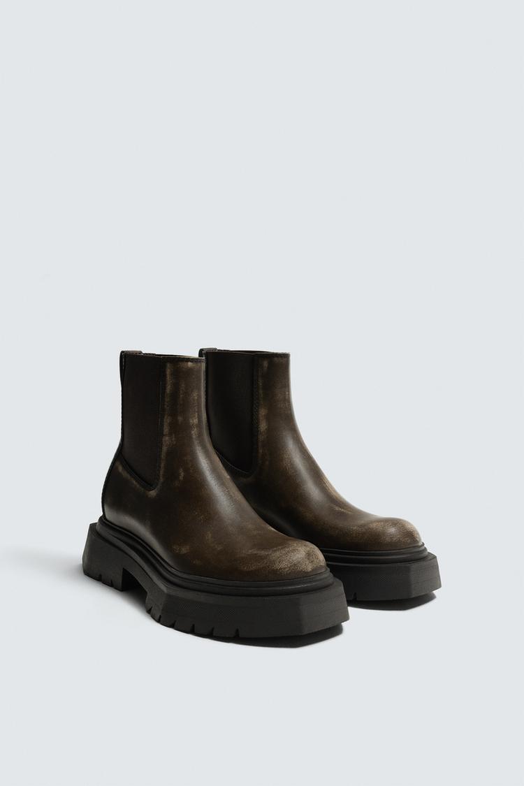 ZARA DISTRESSED CHUNKY CHELSEA BOOTS