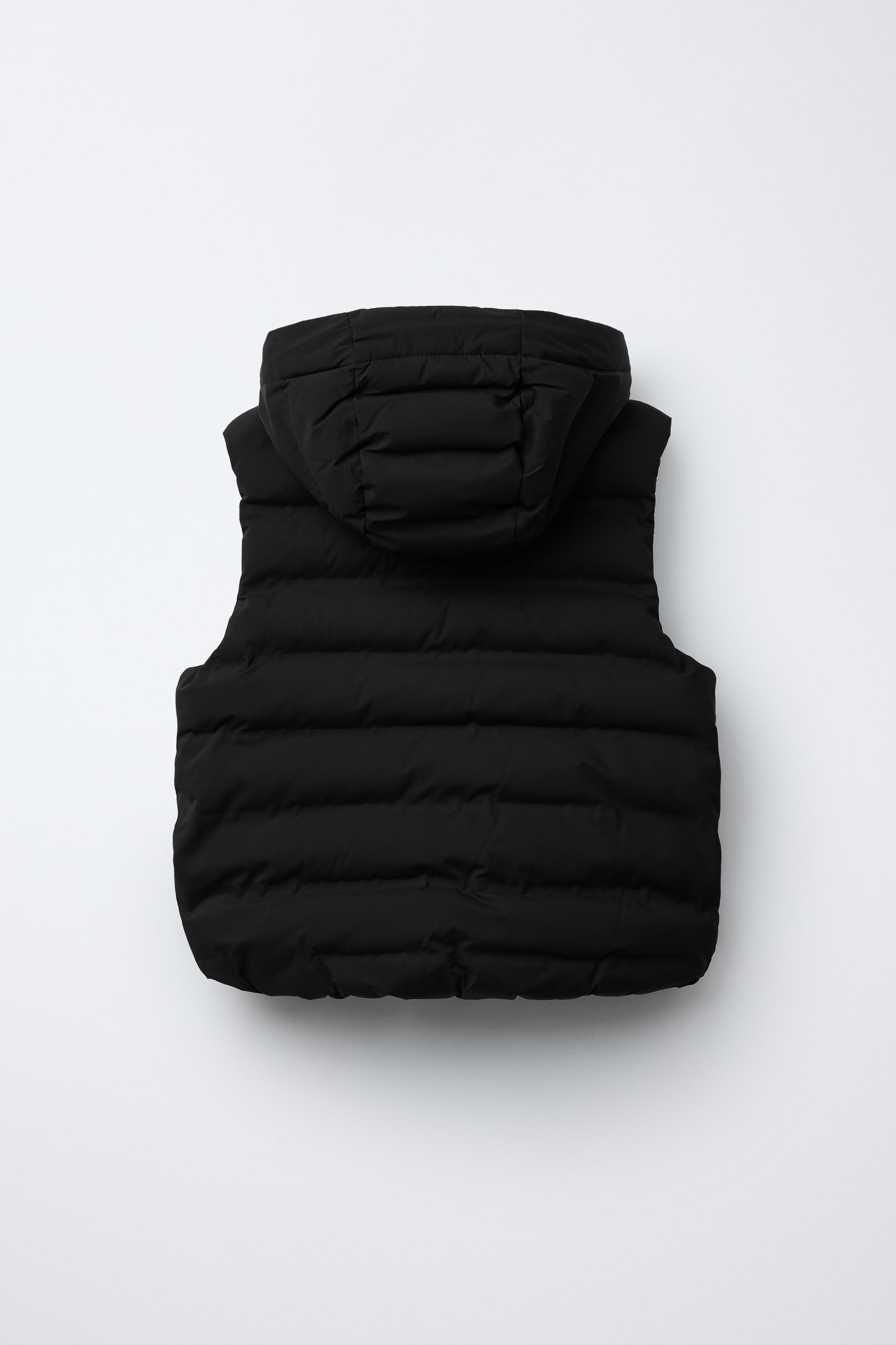 PADDED GILET WITH HOOD Black ZARA South Africa - Main Image