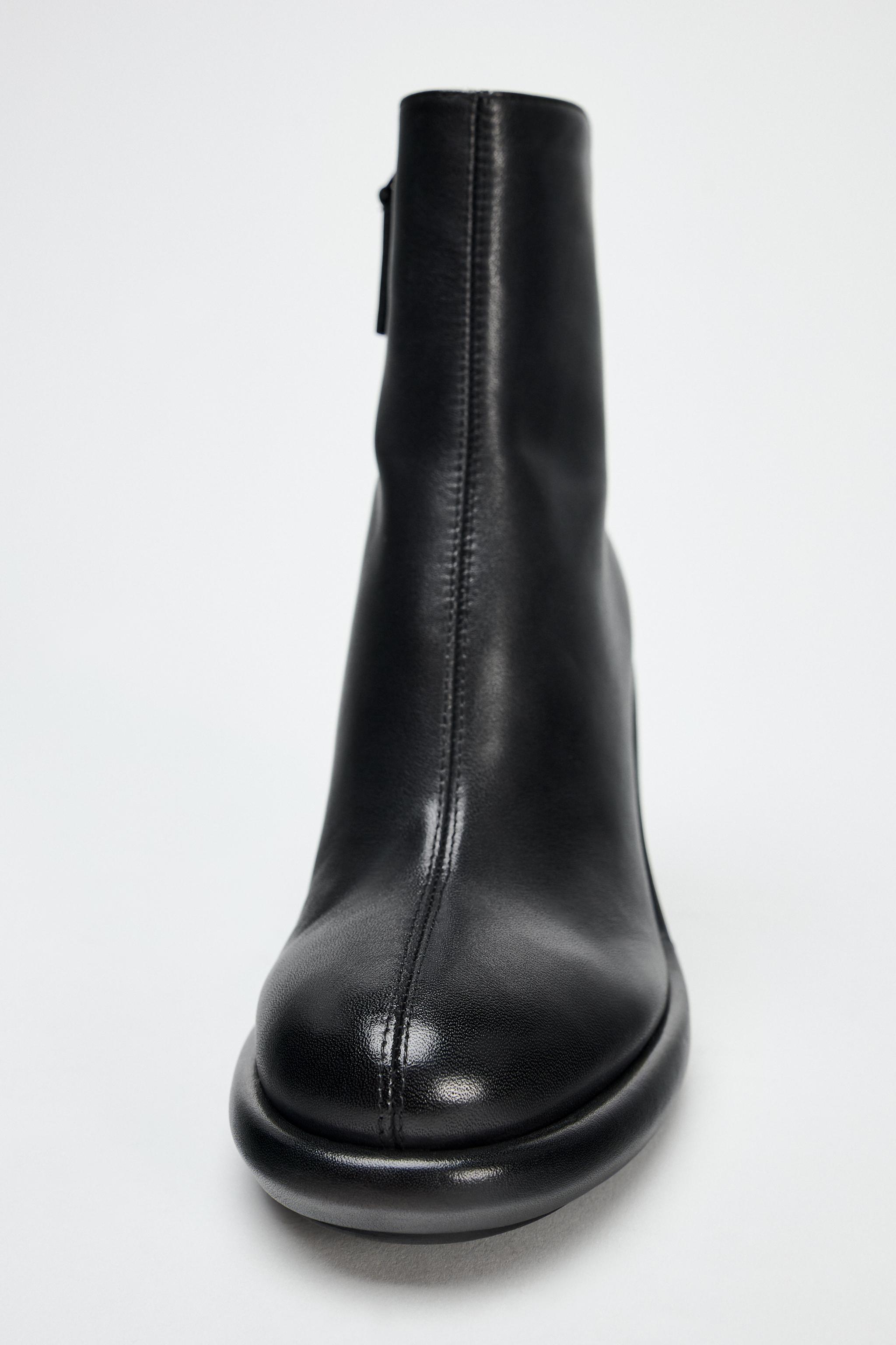 BOTTINES A TALONS DOUBLURE INTERIEURE CUIR Noir ZARA France