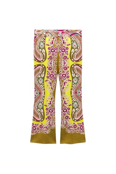 CROP FLARE LINEN BLEND PANTS