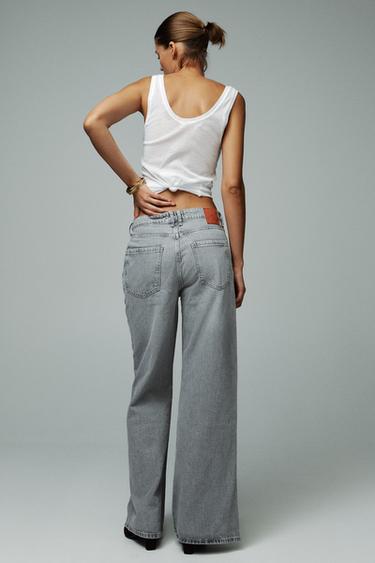 Zara Z1975 HIGH-RISE WIDE LEG JEANS - Gray