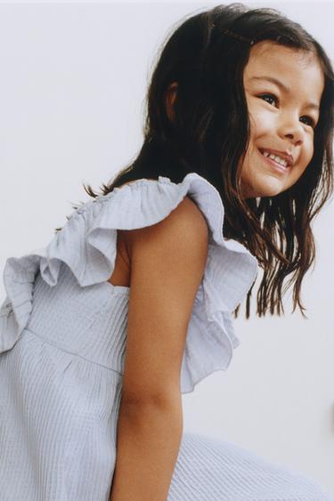 ROBE TEXTURÉE BIMATIÈRE - Bleu clair de Zara