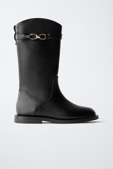 Zara TALL BUCKLE BOOT - Black