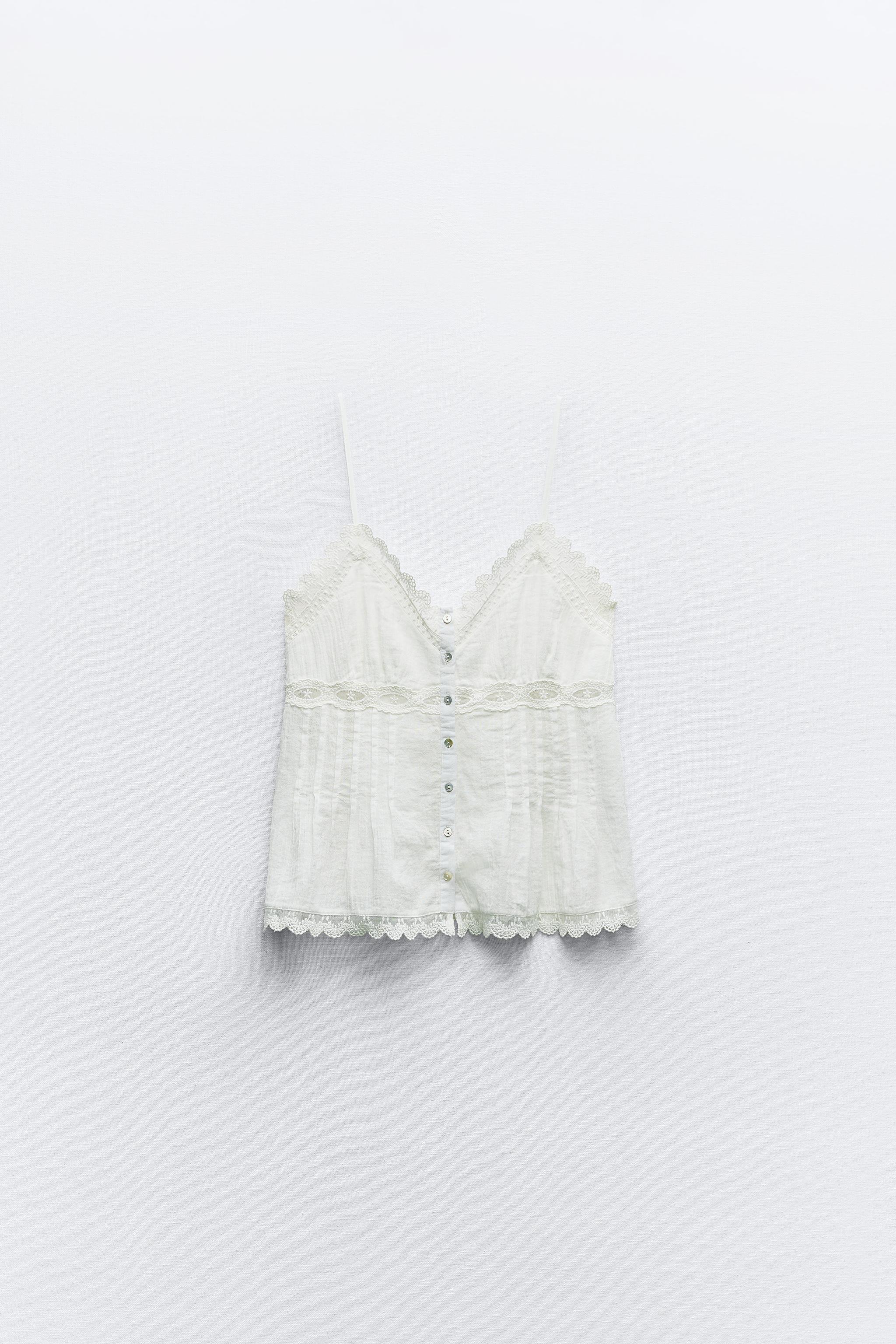 EMBROIDERED TIED TOP - White | ZARA United States