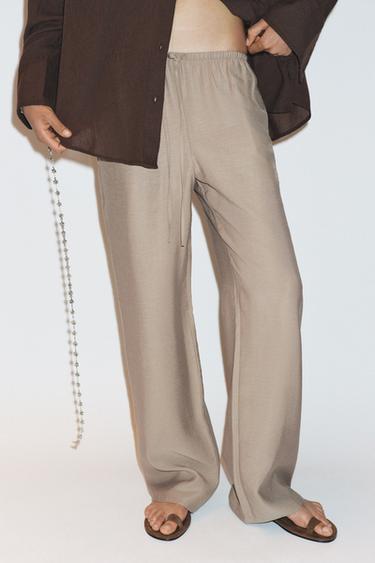Zara FLOWY PANTS - Brown / Taupe
