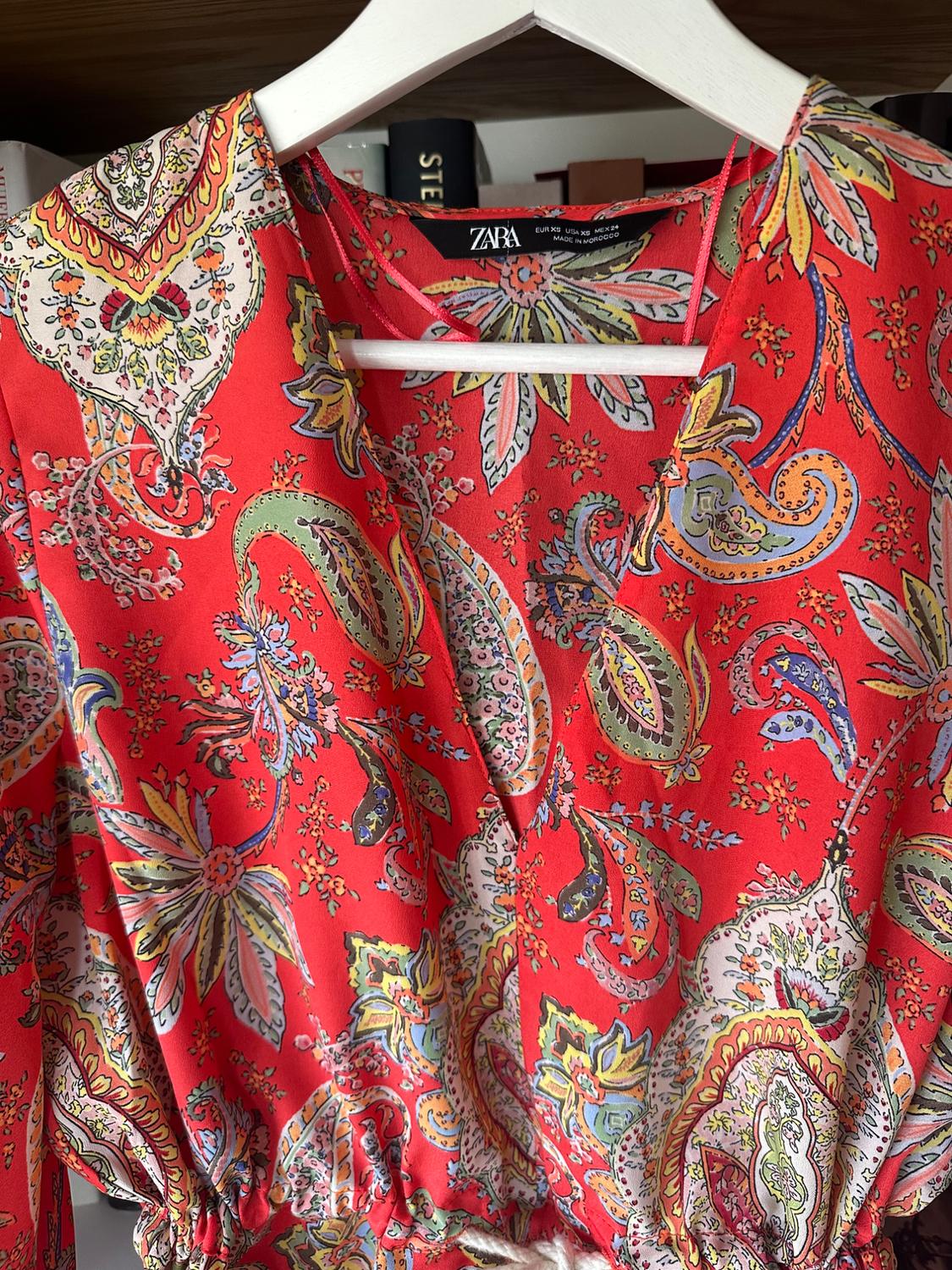 PRINTED BLOUSE WITH DRAWSTRING - Image 3