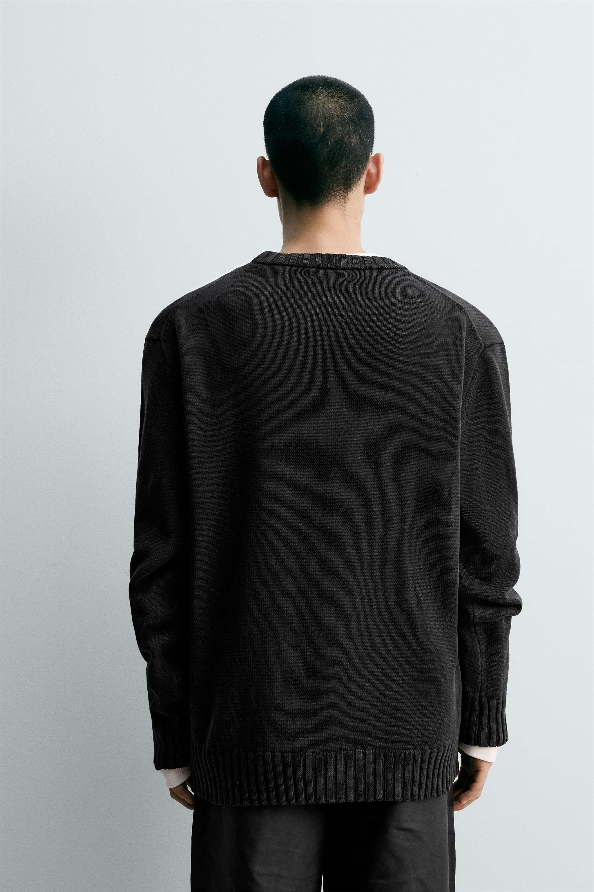 ウォッシュドコットンセーター - ブラック | ZARA Japan / 日本