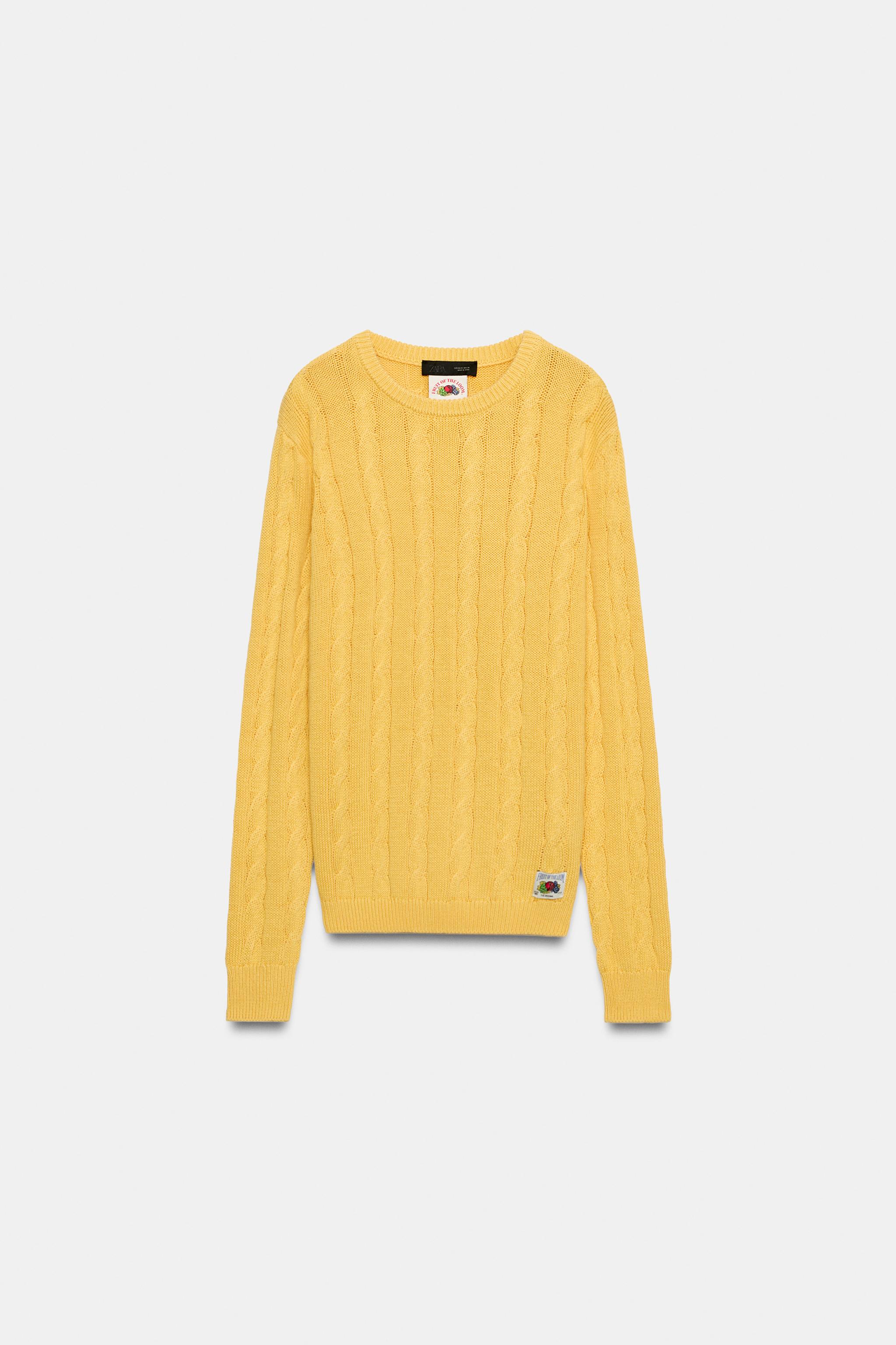 Zara OVERSIZE BURGULU ÖRGÜ FRUIT OF THE LOOM™ KAZAK görsel 3