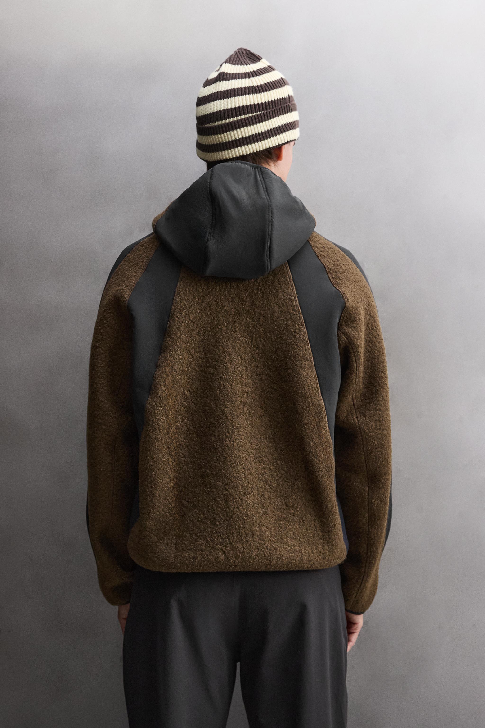 バラクウタブルゾン COLOR BLOCK COMBINED FLEECE JACKET - Brown-Blue | ZARA United States