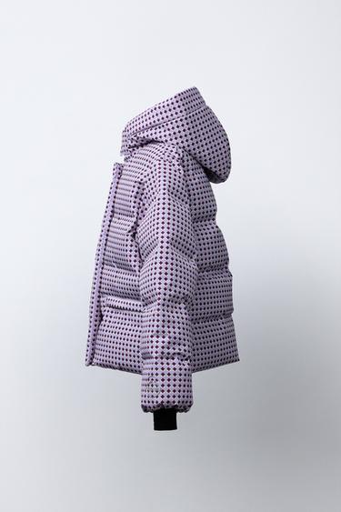 80% DOWN AND 20% FEATHER GEOMETRIC PRINT WATER-RESISTANT AND WINDPROOF RECCO® SYSTEM SKI COLLECTION PUFFER JACKET - Mauve by Zara - Image 2