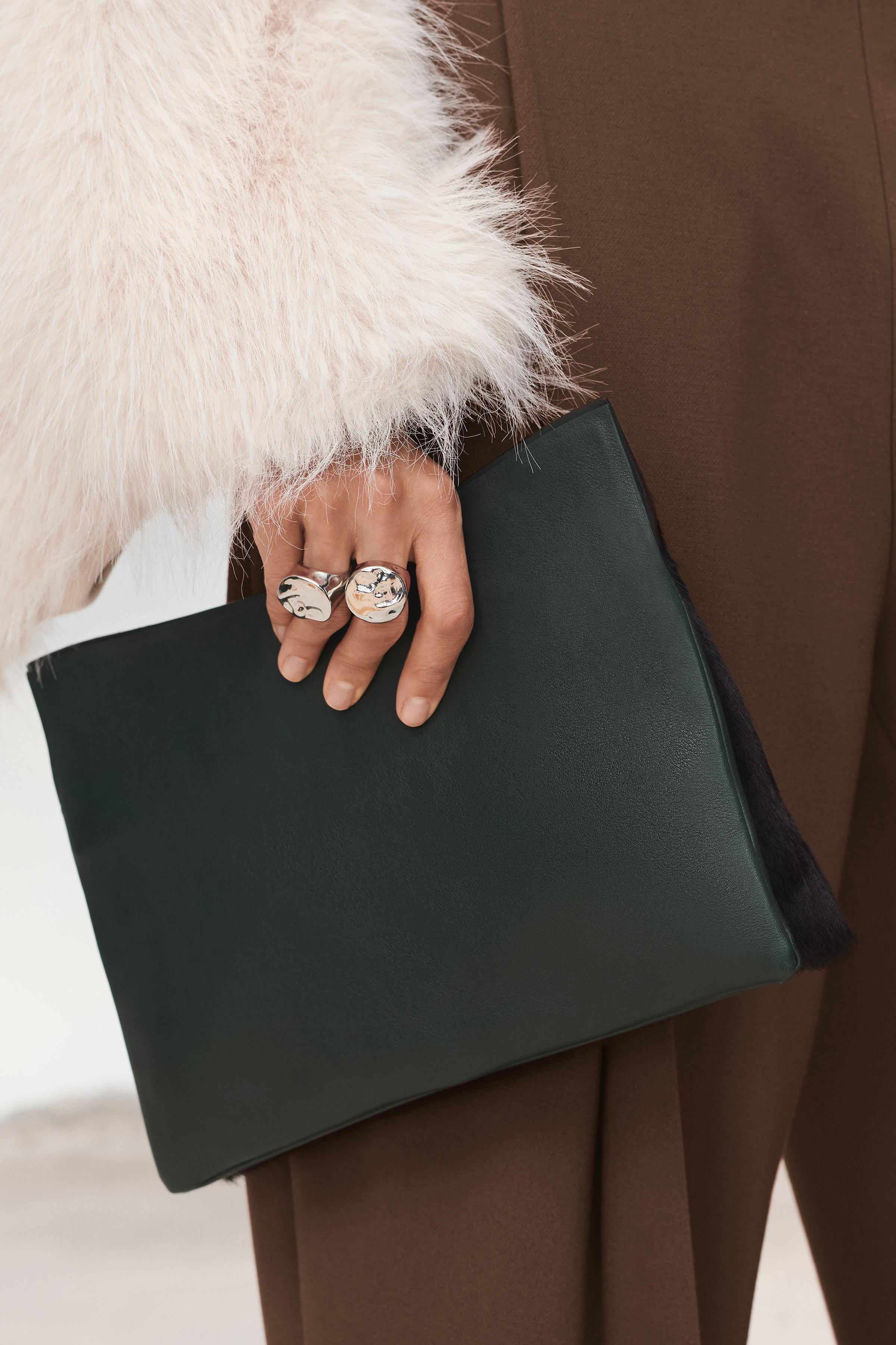 Green leather clutch online