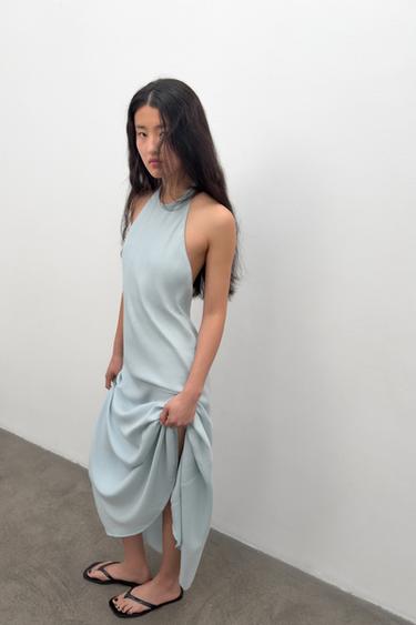 ROBE FLUIDE HALTER - Bleu clair de Zara - Image 3