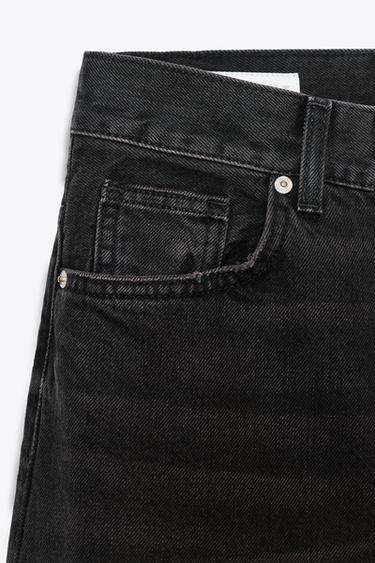 Zara TRF HIGH RISE STRAIGHT WIDE LEG JEANS - Brown