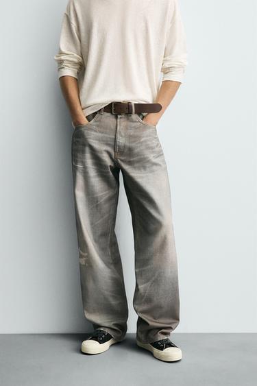 PRINTED BAGGY FIT JEANS - Blue by Zara