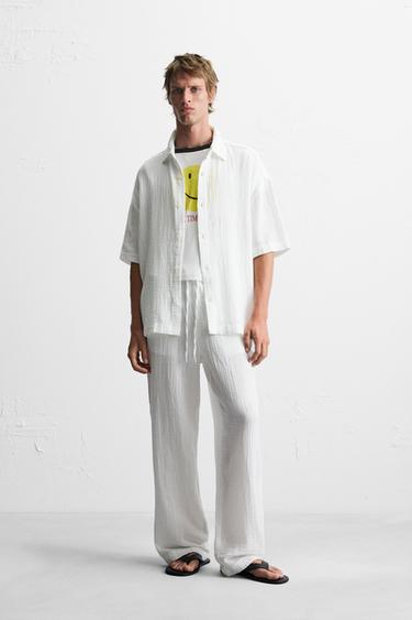 PANTALON EFFET FROISSÉ - Blanc de Zara - Image 0