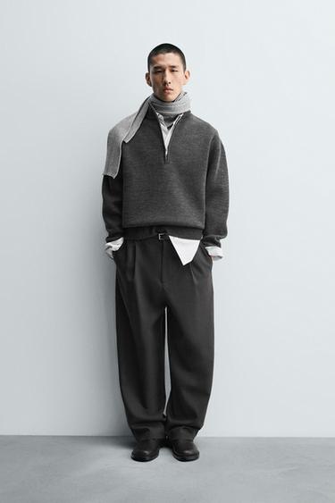 QUARTER-ZIP JUMPER - Dark grey by Zara