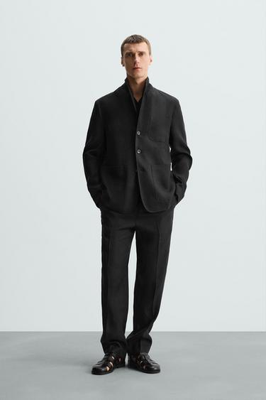 BLAZER RELAXED FIT TRAJE 100% LINO LIMITED EDITION - Negro de Zara - Imagen 0