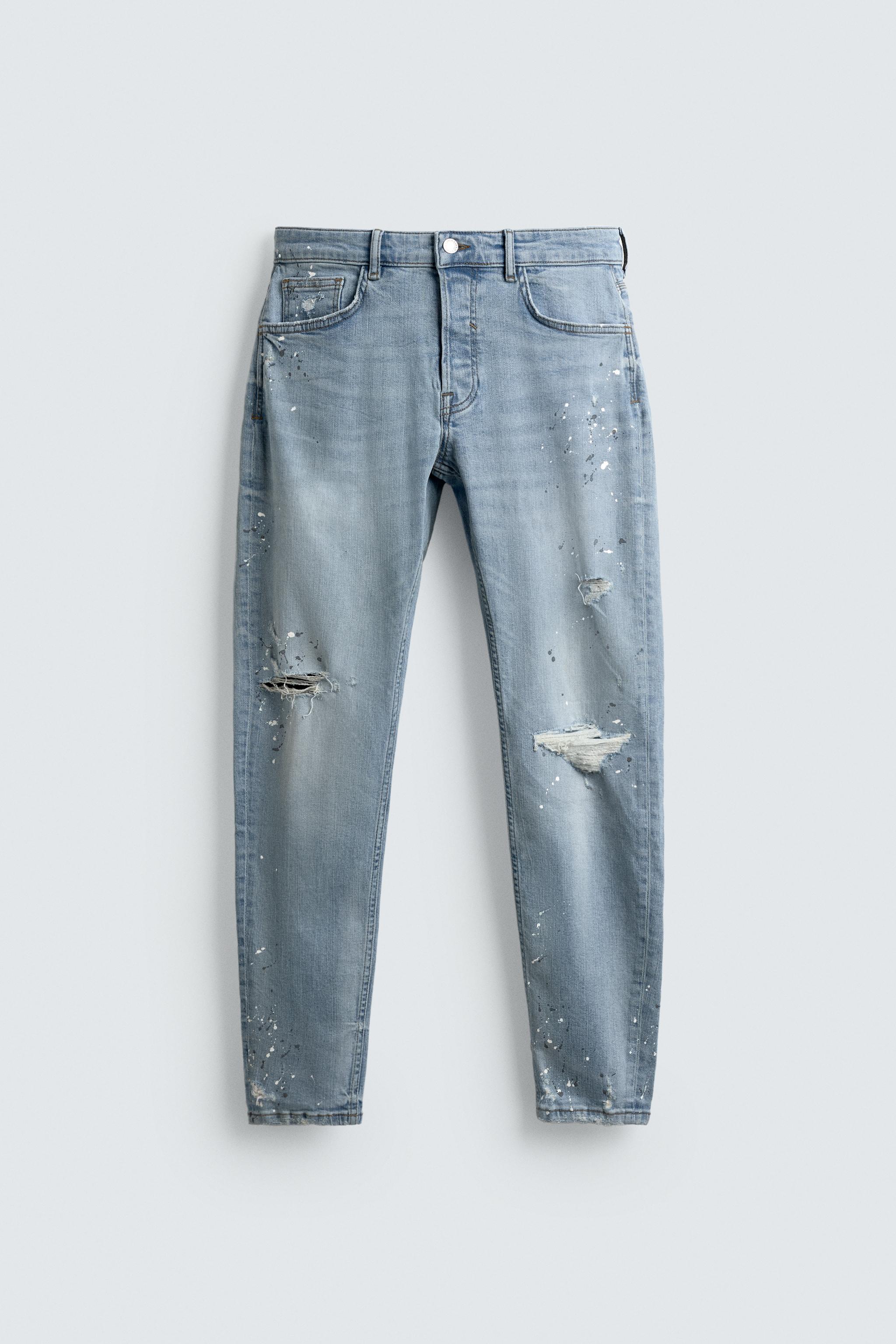 ダメージ加工スキニーフィットジーンズ - ライトブルー | ZARA