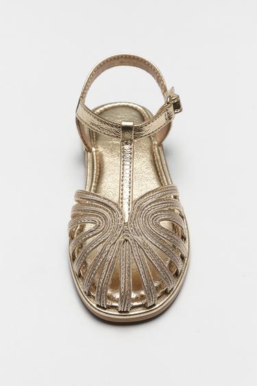 METALLIC CAGE SANDALS - Gold by Zara