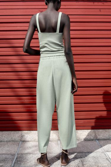 PANTALON PARÉO DÉLAVÉ - Vert gris de Zara - Image 3