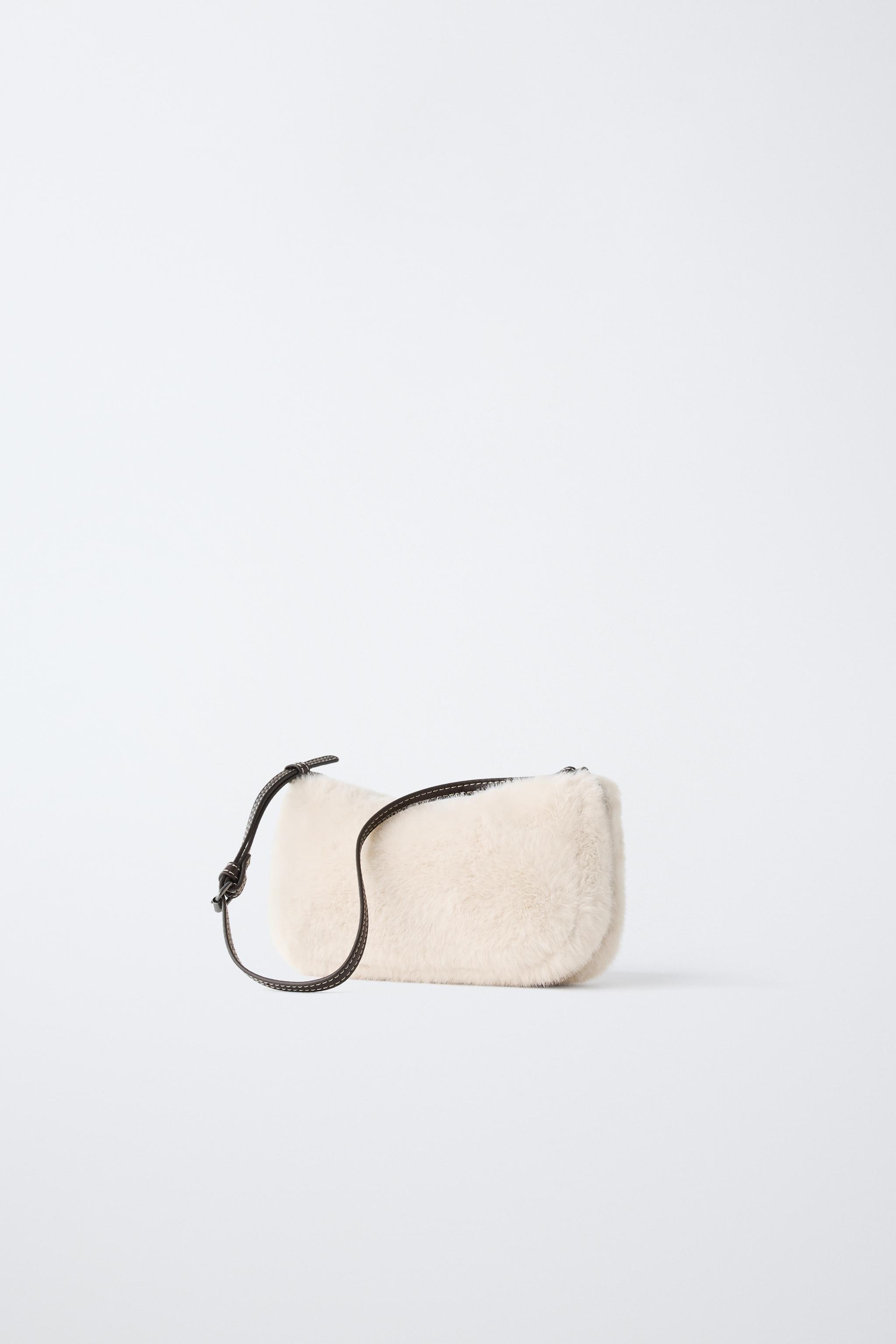 FAUX FUR SHOULDER BAG — Off White