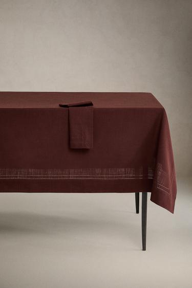 MANTEL ALGODÓN VAINICA - Burdeos de Zara - Imagen 0