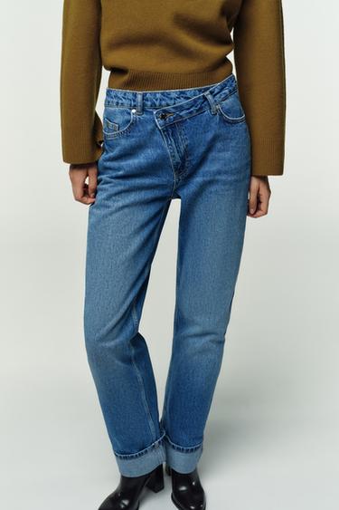 JEANS Z.09 STRAIGHT CROSSOVER HIGH-WAIST FULL LENGTH - Indigo by Zara
