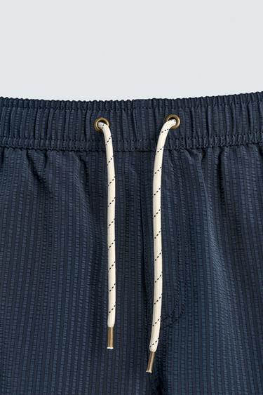 LONG SEERSUCKER SWIM SHORTS - Navy blue by Zara - Image 2