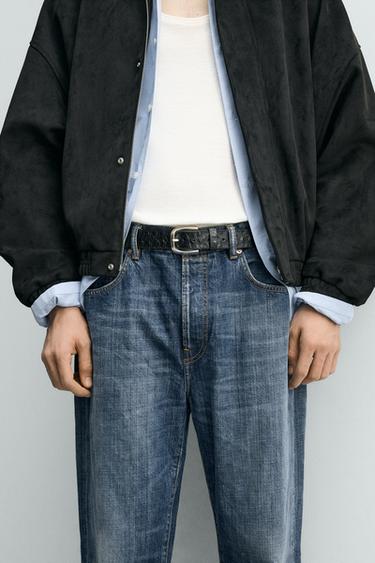 EMBOSSED LEATHER BELT - Black by Zara - Image 0