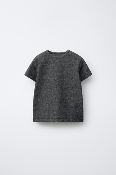 SHINY RIBBED T-SHIRT - Black / Silver by Zara - Image 0