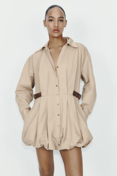 SHORT DRESS WITH BUCKLES - Beige by Zara