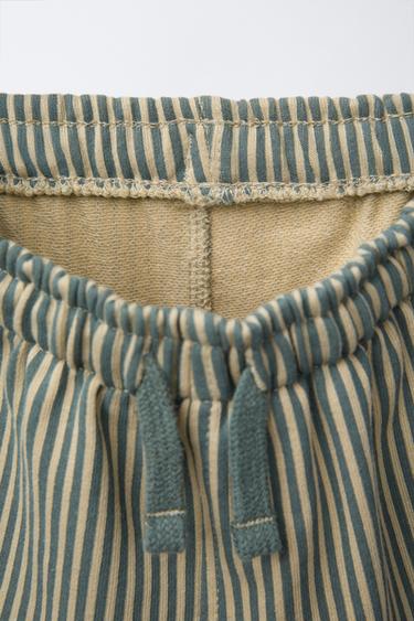 STRIPED LABEL PLUSH BERMUDA SHORTS - Green by Zara - Image 3