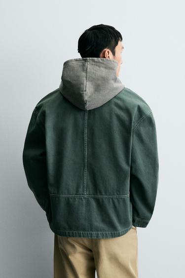 WASHED STRUCTURED OVERSHIRT - washed green by Zara