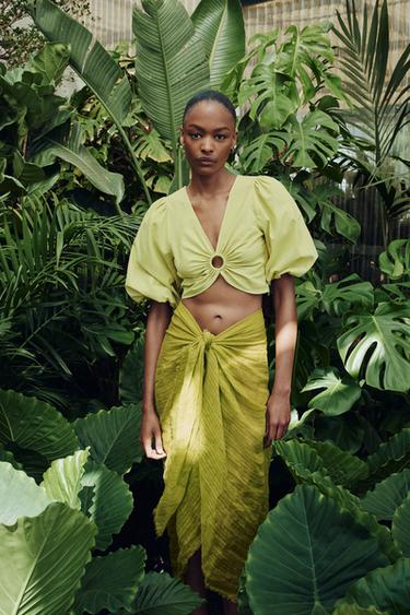 TOP COURT AVEC ANNEAU - Citron vert clair de Zara - Image 0