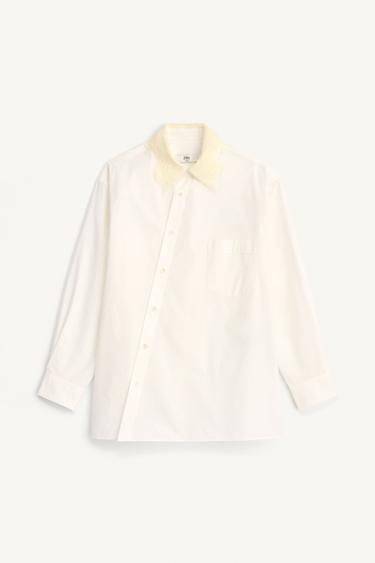 CAMISA POPELÍN CUELLO ENCAJE LIMITED EDITION - Blanco de Zara