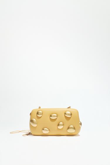Zara METAL APPLIQUÉ CLUTCH - Mustard