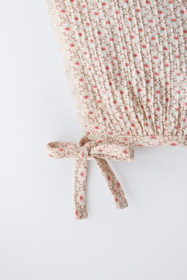 CAPOTE GAZE DE COTTON FLEURS ET DENTELLE - Écru clair de Zara - Image 1