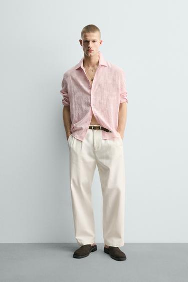 CHEMISE FLUIDE À CARREAUX - Rose pastel de Zara - Image 7