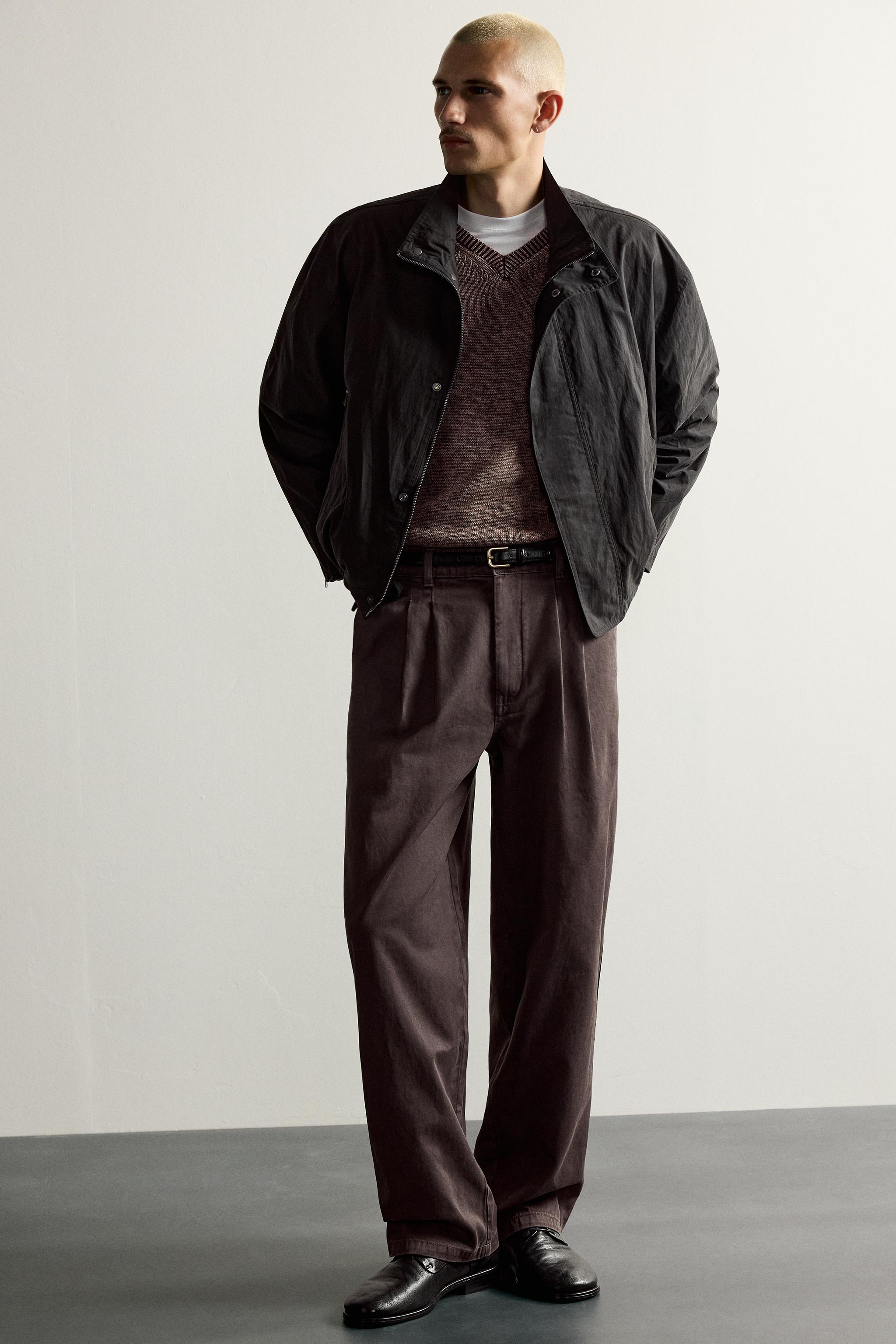 Zara SOLUK EFEKTLİ PİLİLİ RELAXED FIT PANTOLON görsel 6
