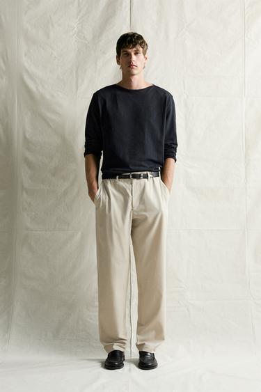 COMFORT RELAXED FIT TROUSERS - Ecru by Zara
