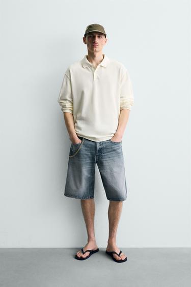 BAGGY FIT DENIM BERMUDA SHORTS - Mid-blue by Zara