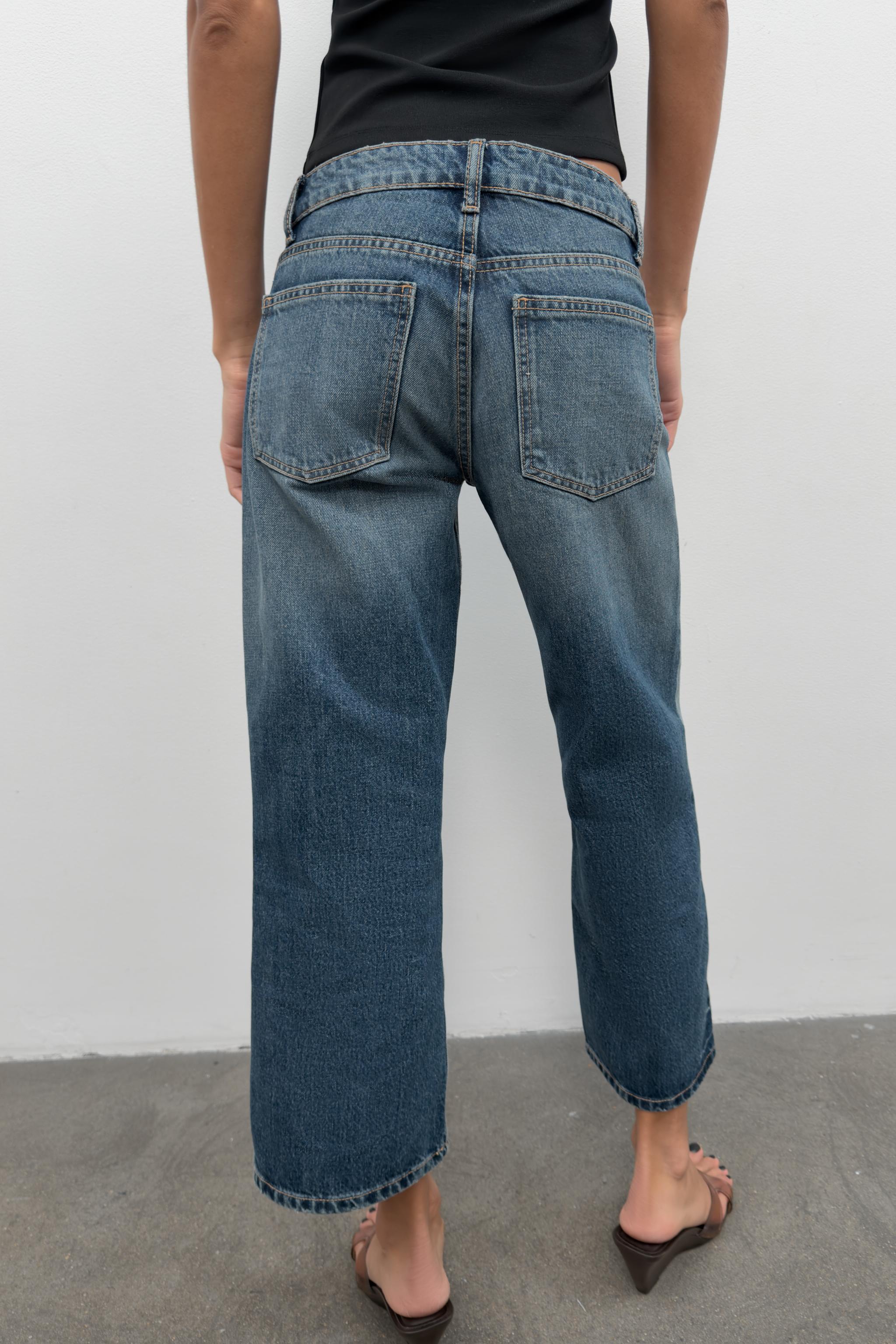 TRF LOW RISE CROPPED WIDE LEG JEANS